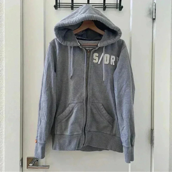 Superdry Classic Union Workwear Supplies Full Zip Hoodie Men Gray Size L